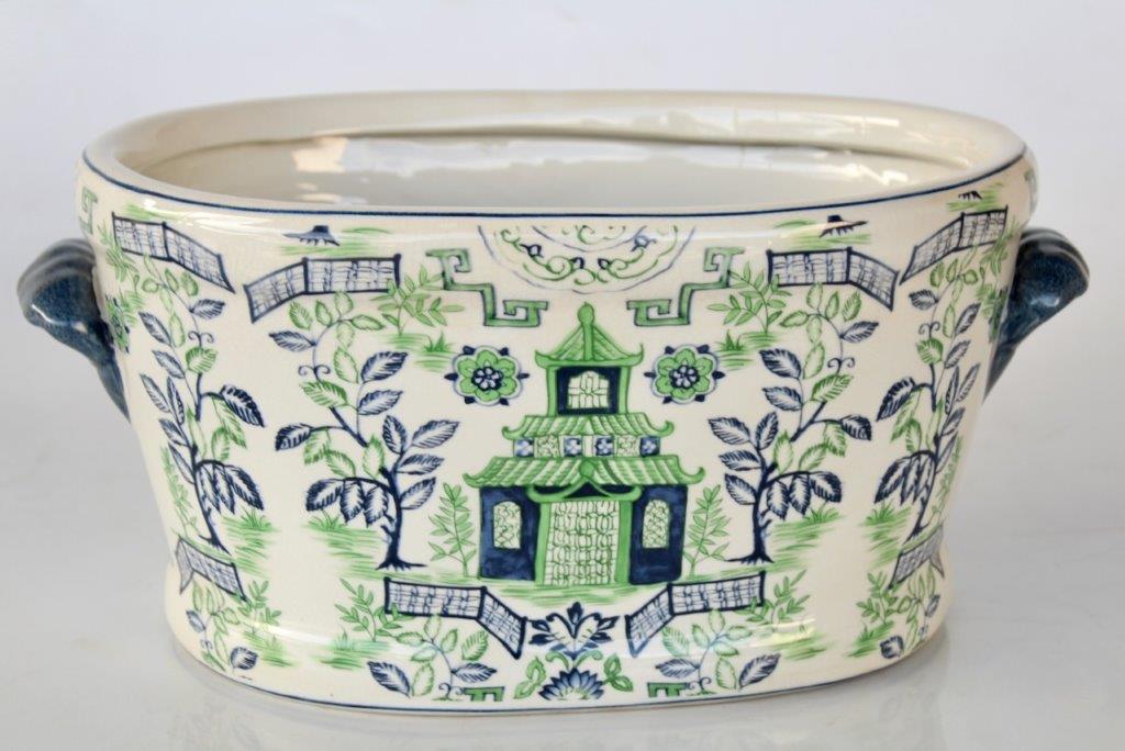 BLUE & GREEN PAGODA FOOT BATH  20X41X27CM